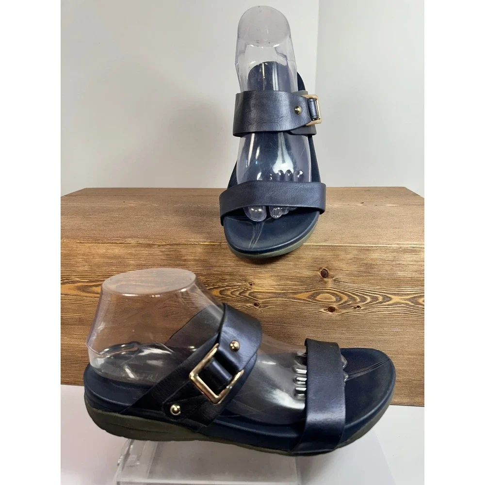 Patrizia Spring Step Leather Comfort Slide Sandal Quiet Luxury Minimalist 9.5-10